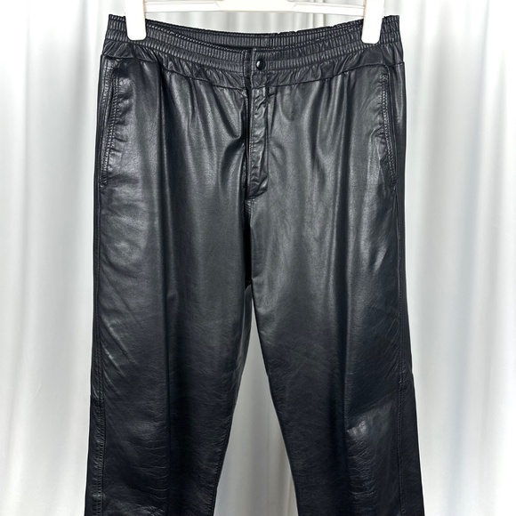 Vintage 1990’s 'Sears The Men's Store' Black Leather Cowhide Biker Pants • M/L - Picture 3 of 15